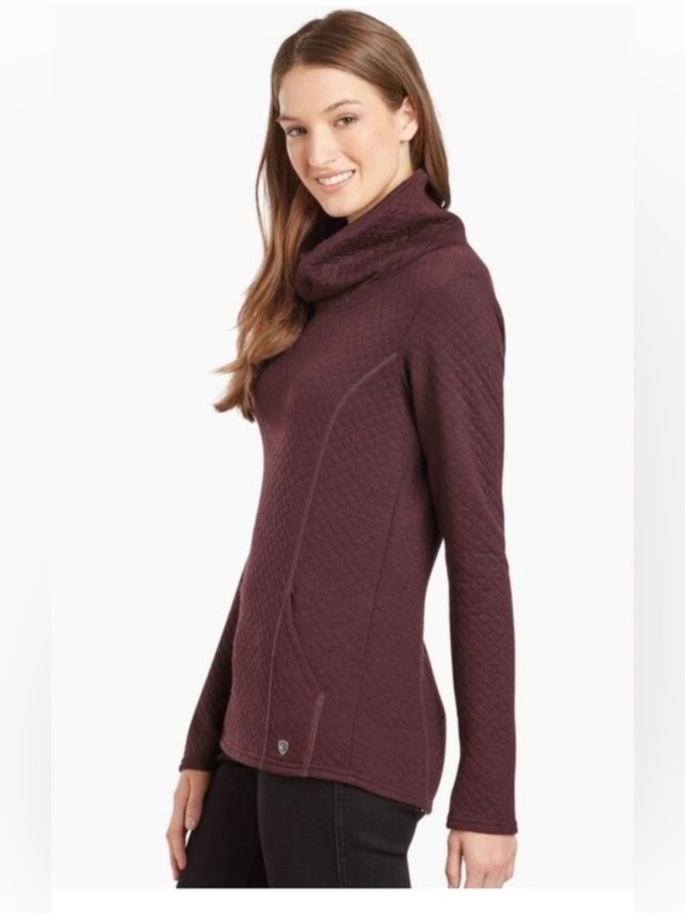 Kuhl Athena Pullover Cowl Neck Sweater Small Wool Blend Quilted Pocket